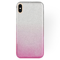 Луксозен силиконов гръб ТПУ с брокат за Apple iPhone X / Apple iPhone XS преливащ сребристо към розово  